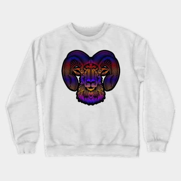 Rainbow Ram Crewneck Sweatshirt by Worldengine